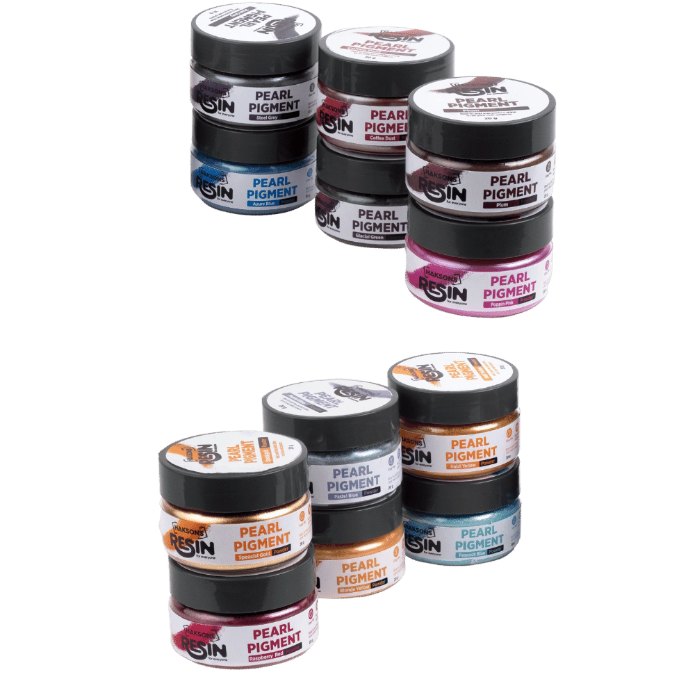 Classic Haksons Pearl Pigments (Mica Powders) - Pack of 12 colours | for Epoxy Resin - BohriAli.com