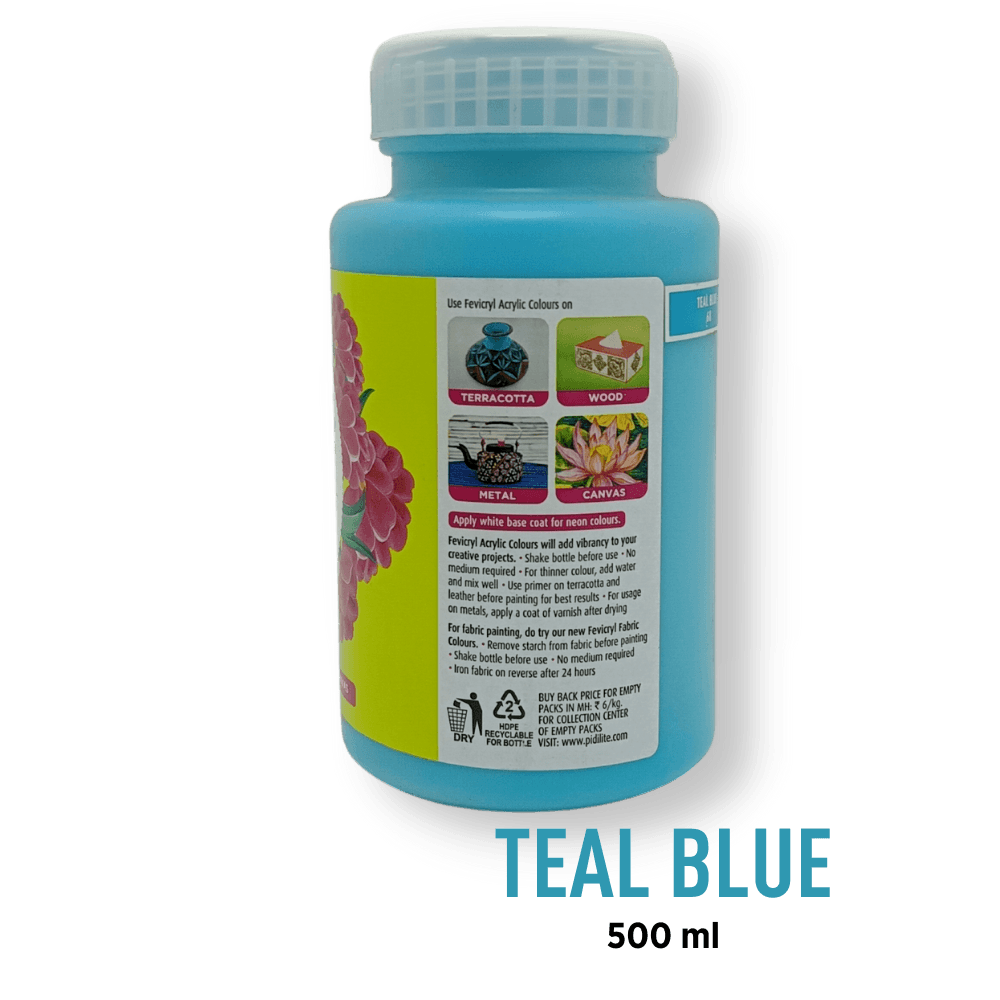 Fevicryl Acrylic Paint - Teal Blue (68) - BohriAli.com