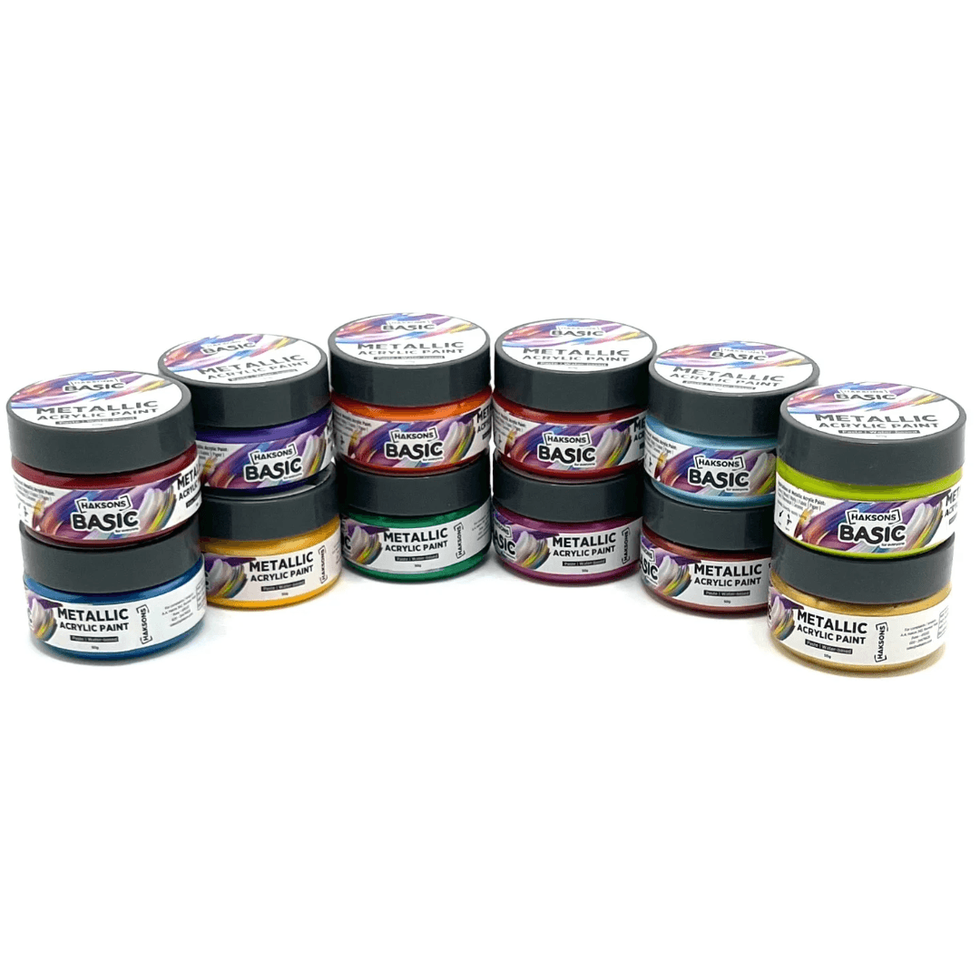 Haksons Metallic Acrylic Paint - Pack of 12 - BohriAli.com