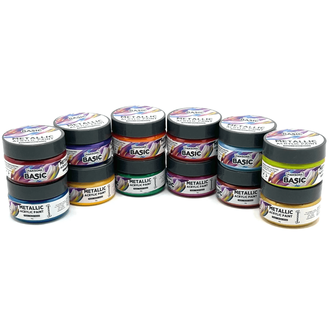 Haksons Metallic Acrylic Paint - Pack of 12 - BohriAli.com