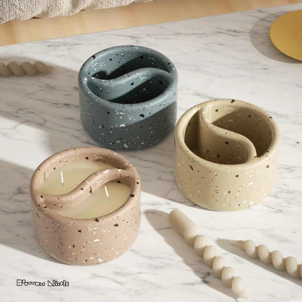 Boowan Nicole: Yin Yang Concrete Candle Jar Silicone Mold