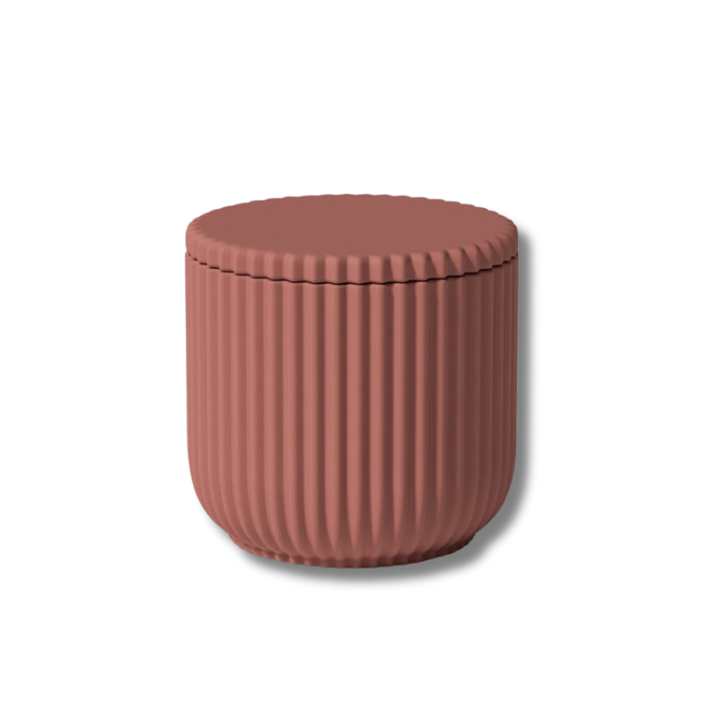 Boowan Nicole: Carousel Ridged Candle Jar Silicone Mould with 6 OZ Refill Candle Tin