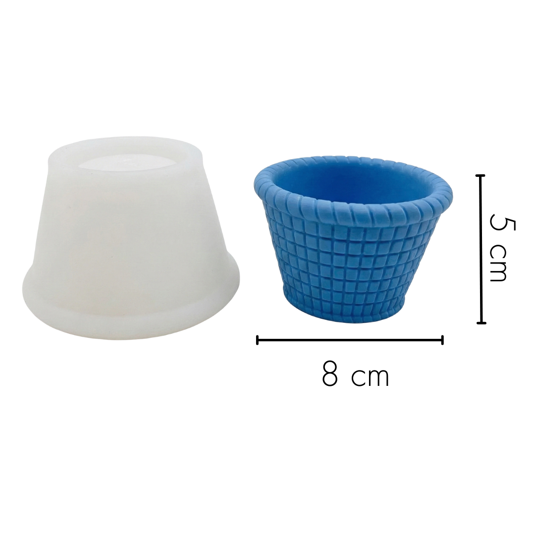 Woven Basket Mini Pot Silicone Mould |  For Concrete | Jesmonite®️ (Small)