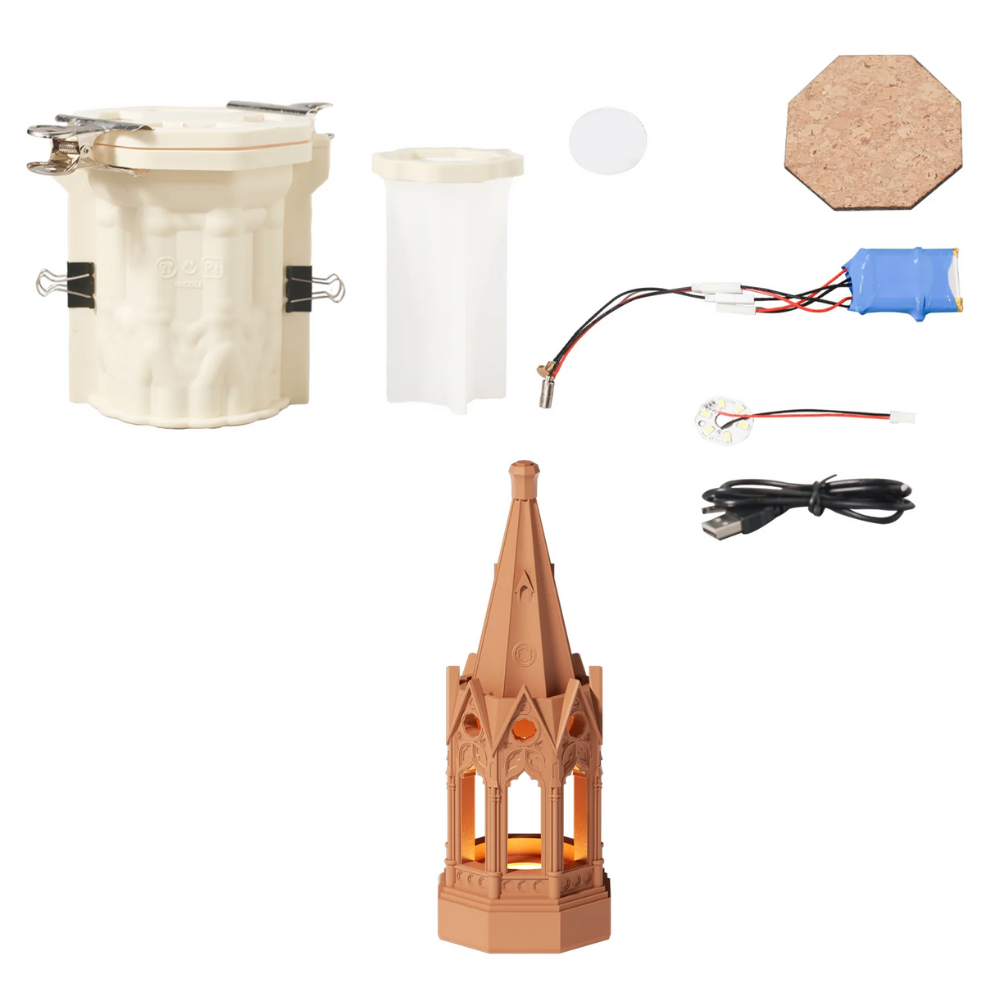 Boowan Nicole:Gothic Revival Architecture Dimmable Rechargeable Table Lamp Silicone Mold and Accessories