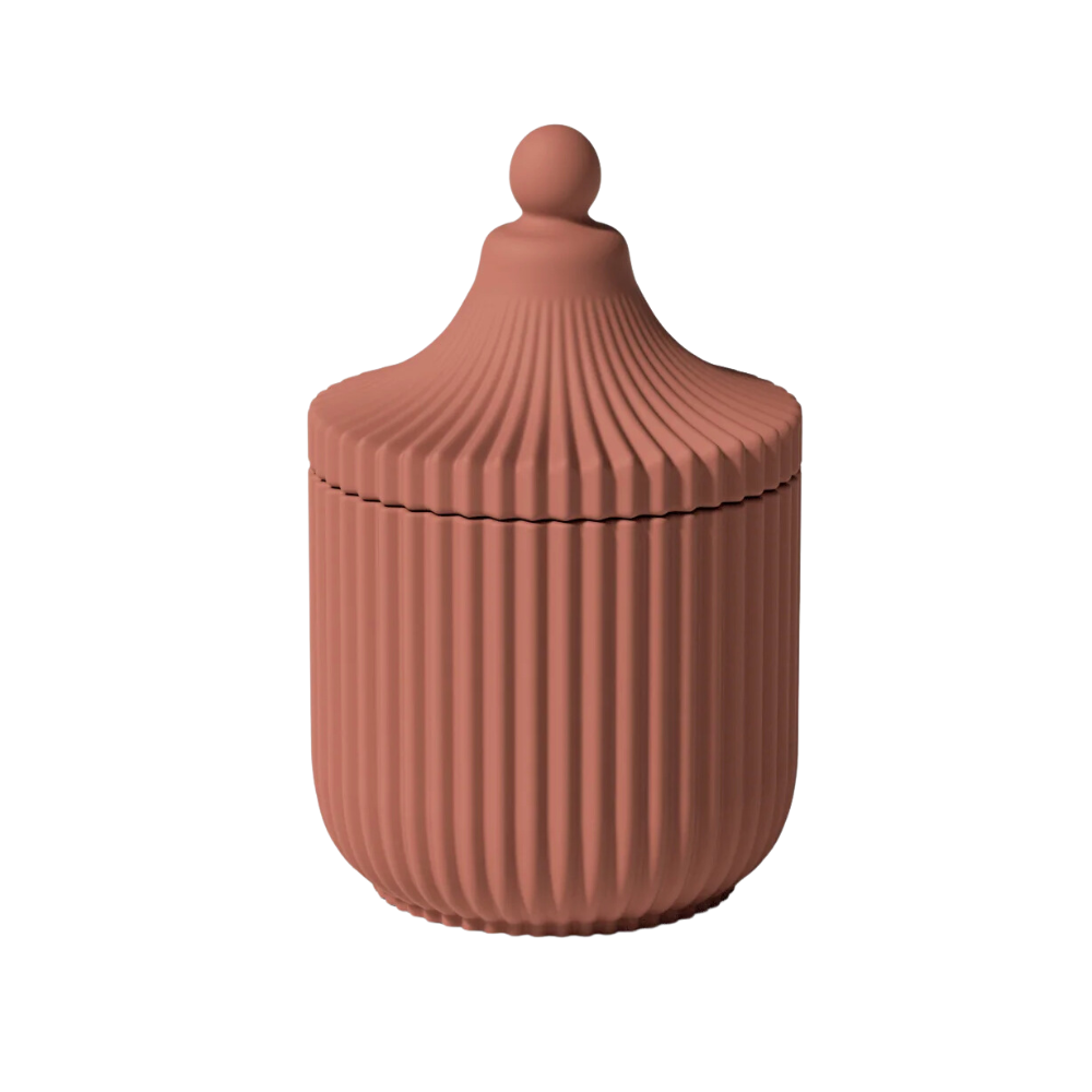 Boowan Nicole: Carousel Ridged Candle Jar (Pointed Lid) with 6 OZ Refill Candle Tin