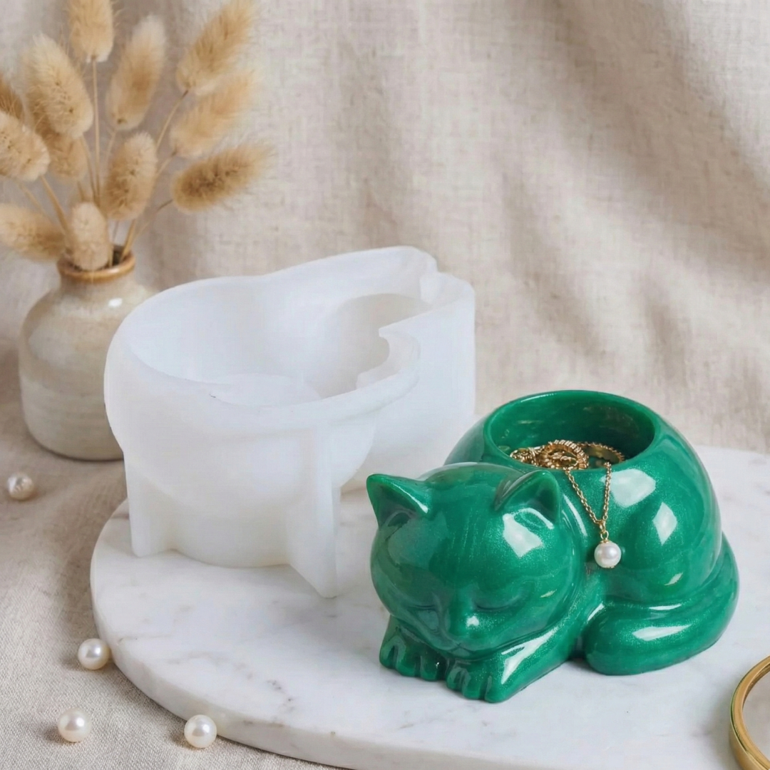 3D Cat Tealight Holder silicone mold  |  For Concrete | Jesmonite®️| Resin