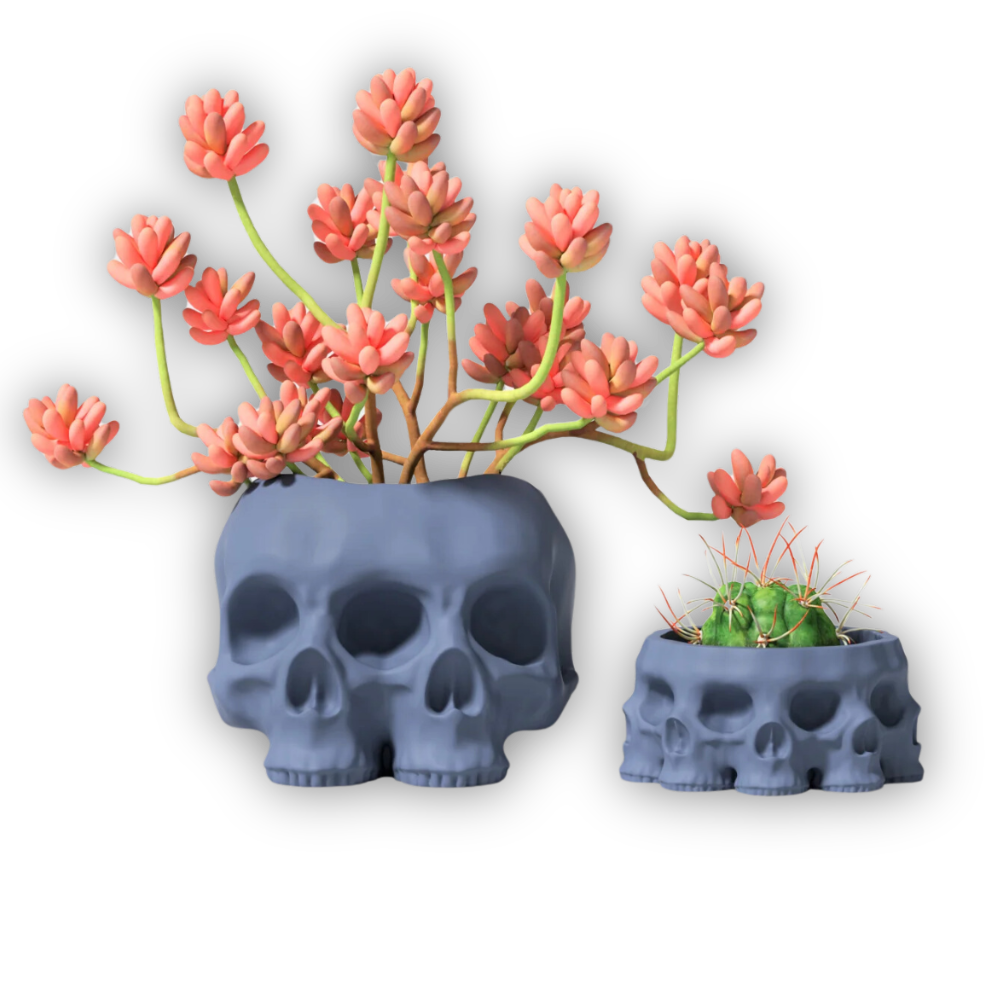 Boowan Nicole: Multi-faces Skull Concrete Planter & Candle Jar Silicone Mold