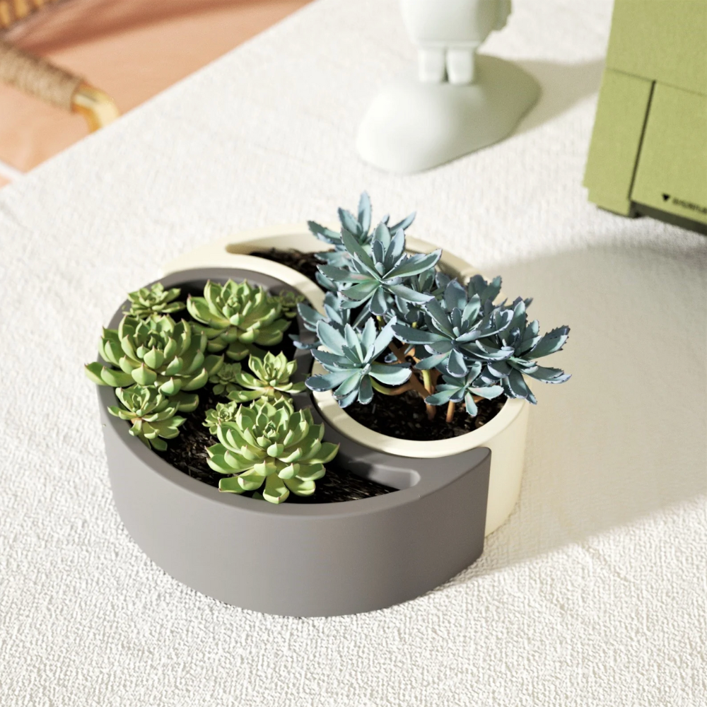 Boowan Nicole: Yin Yang Concrete Succulent Planter Silicone Mould