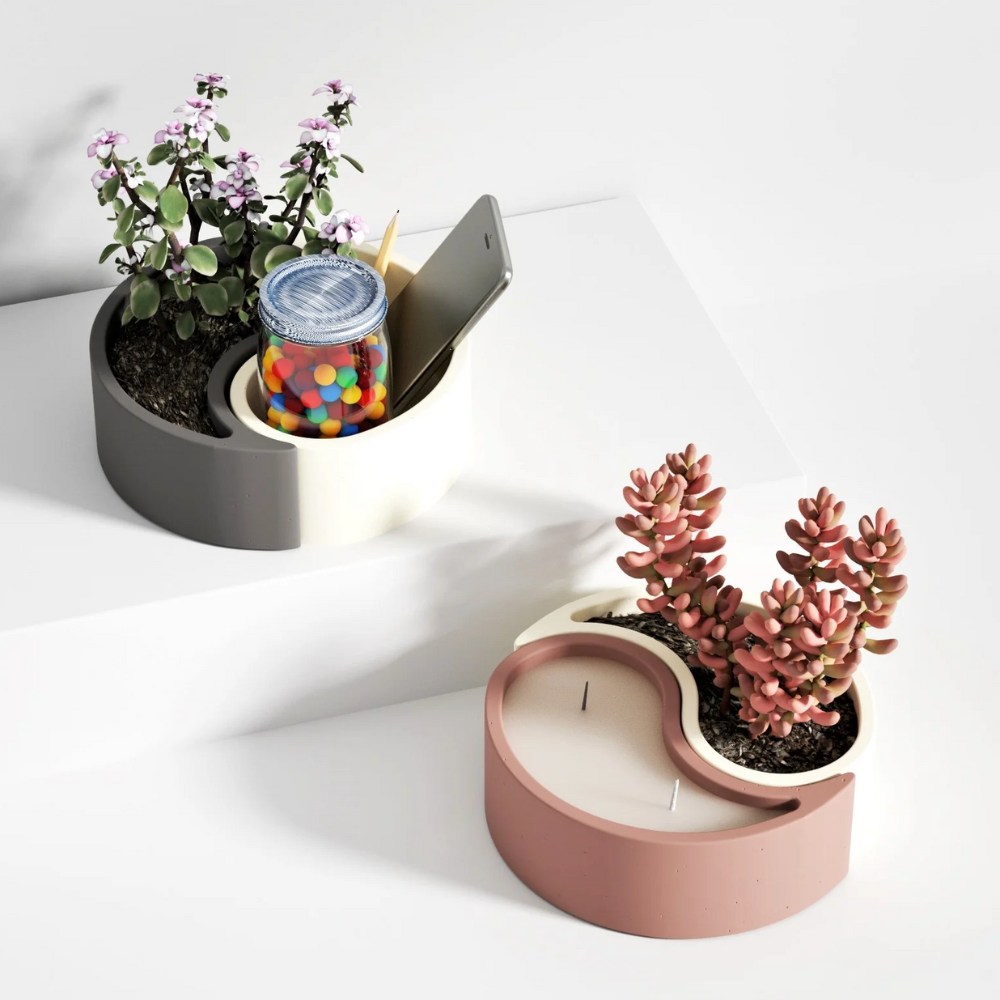 Boowan Nicole: Yin Yang Concrete Succulent Planter Silicone Mould