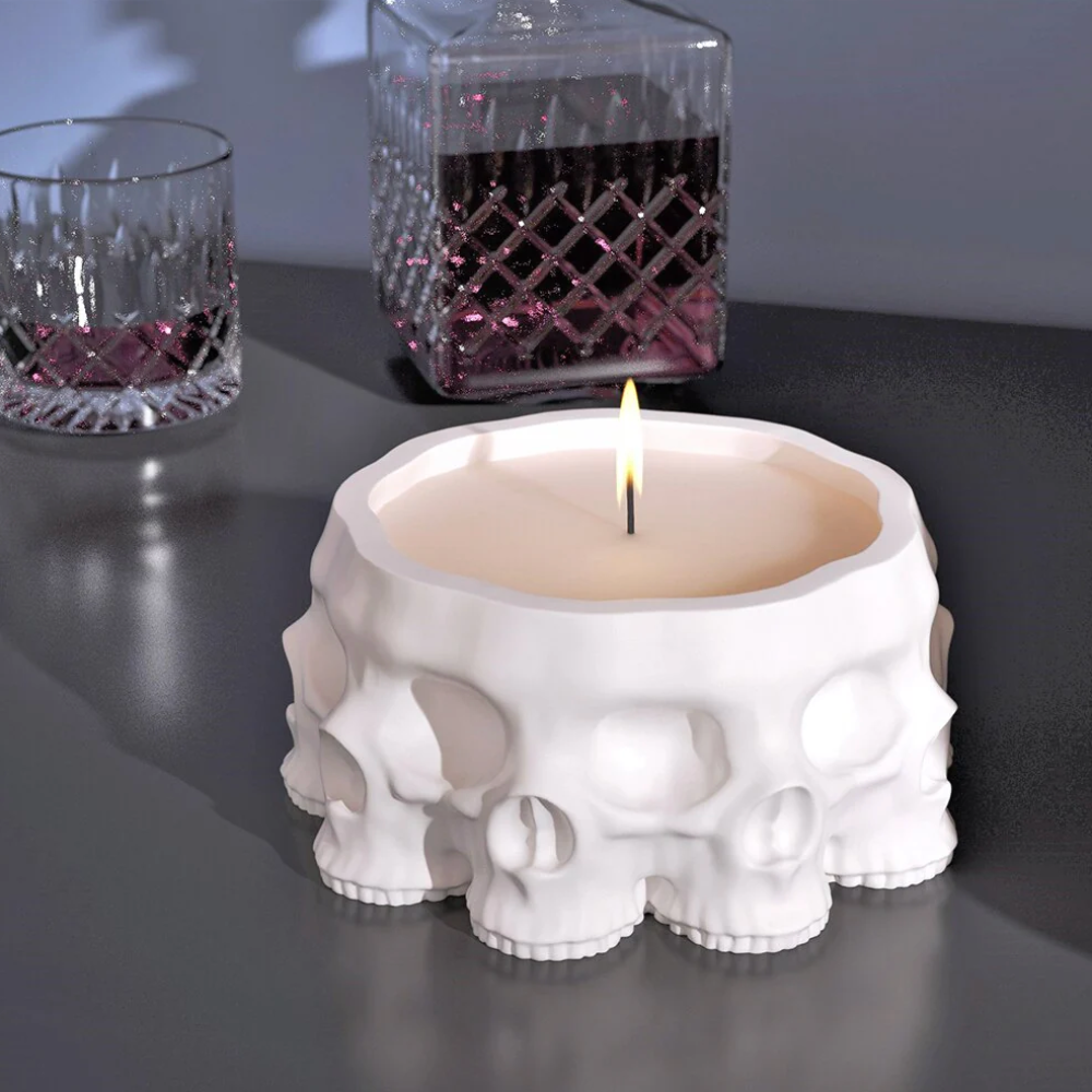 Boowan Nicole: Multi-faces Skull Concrete Planter & Candle Jar Silicone Mold