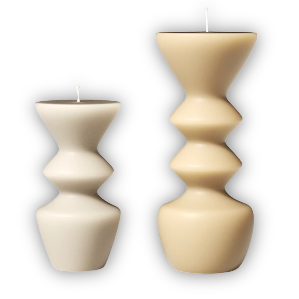 Boowan Nicole: Geometric Hourglass Pillar Candle Silicone Mold