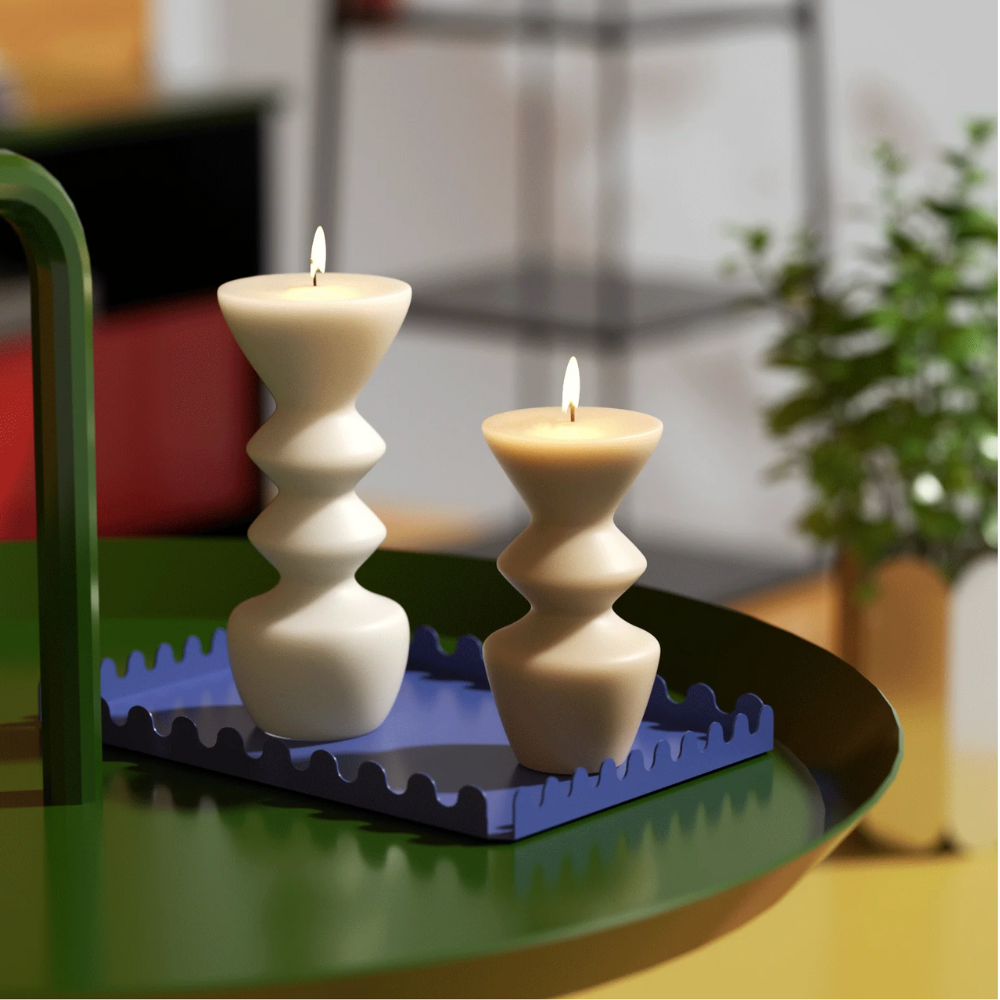 Boowan Nicole: Geometric Hourglass Pillar Candle Silicone Mold