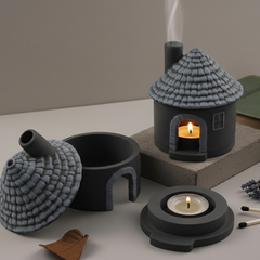 Chimney House Tea-light / Incense Silicone Mould  |  For Concrete | Jesmonite®️| Resin