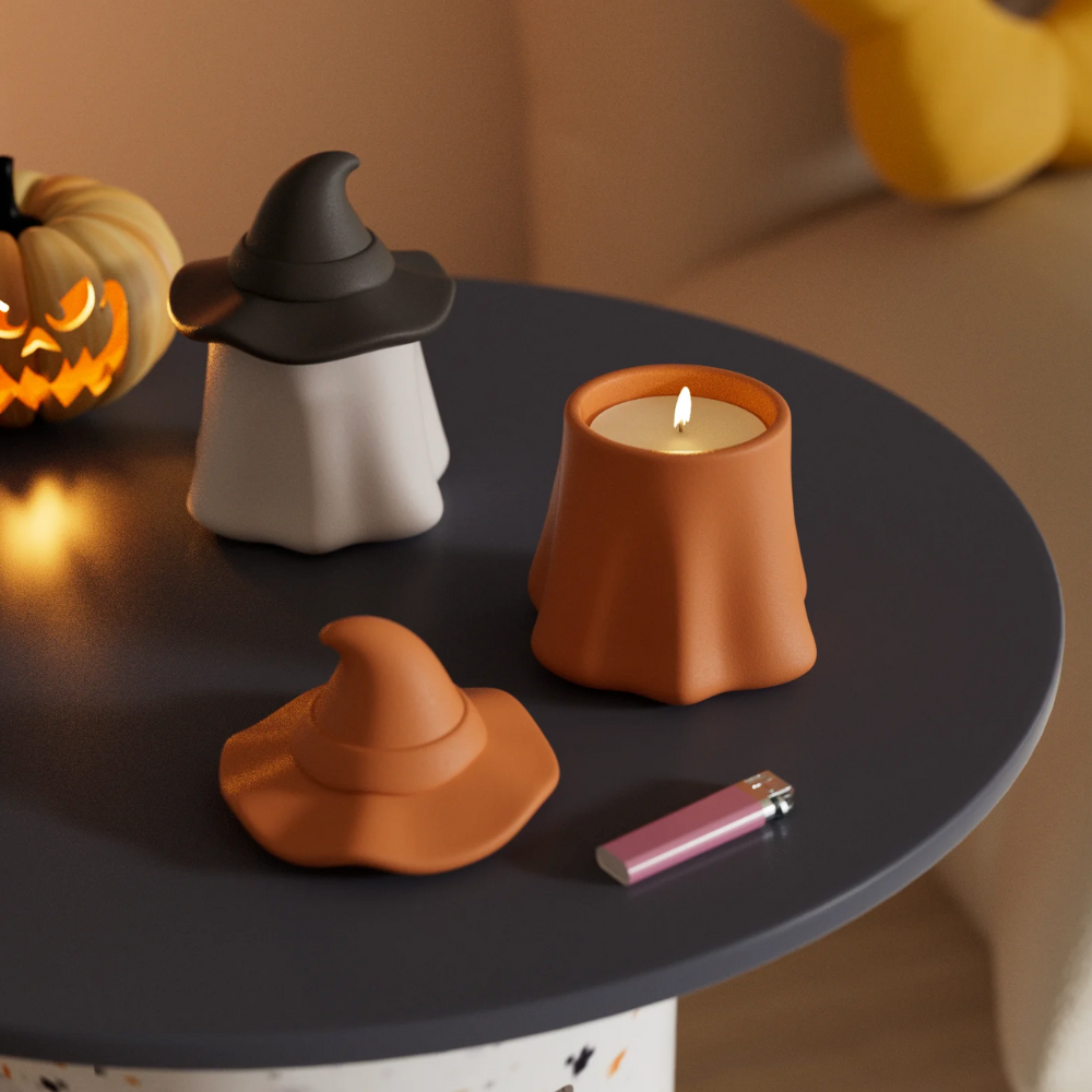 Boowan Nicole: Ghost Wizard Candle Jar Silicone Mold & Candle Refill Silicone Mold