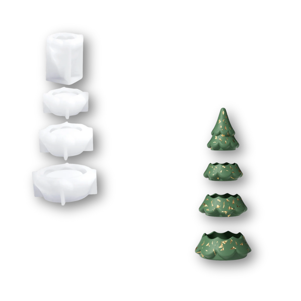 Boowan Nicole: Blooming Stacking Christmas Tree Candle Jar Silicone Mold