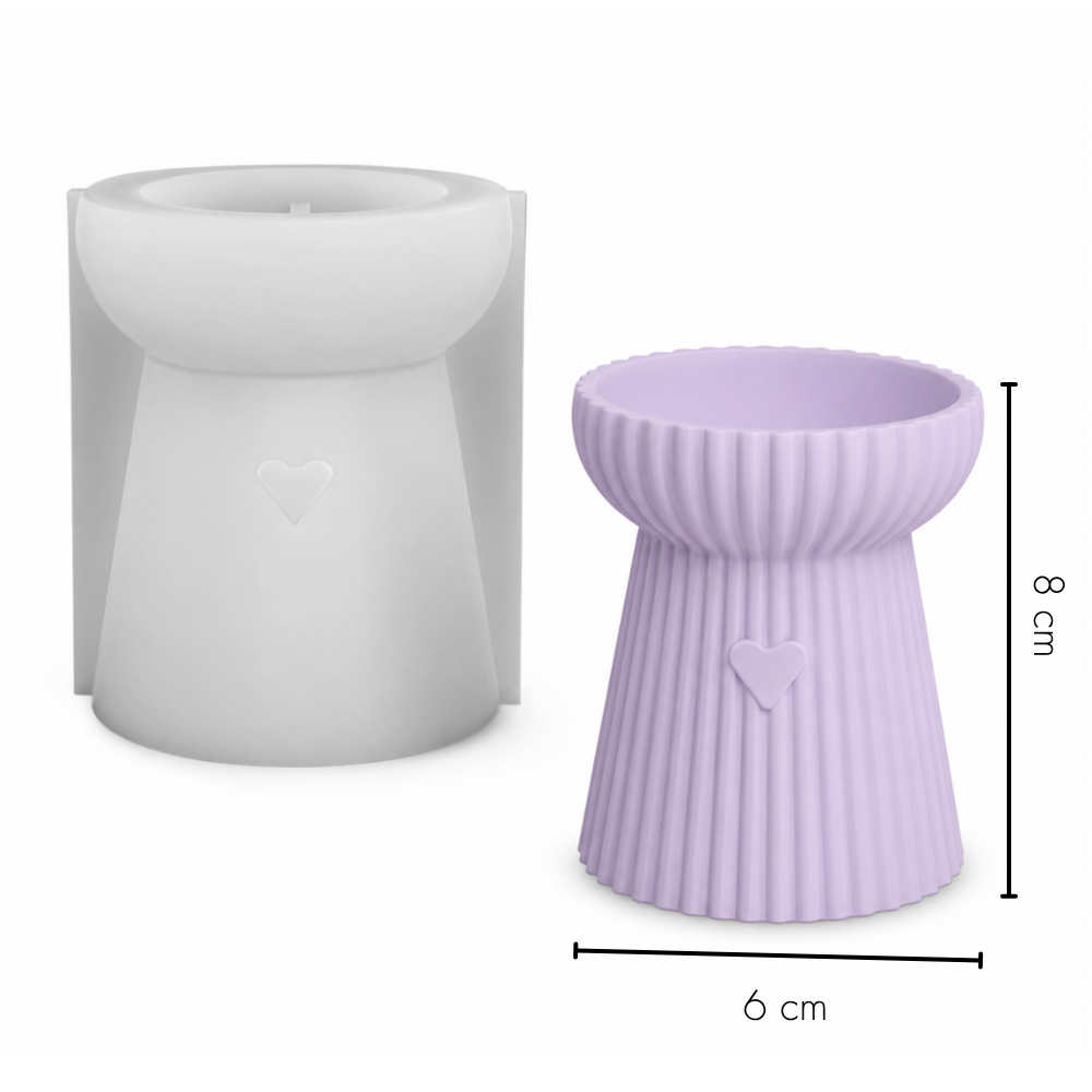 Heart Ribbed Candle Holder & Tray Silicone Mould |  For Concrete | Jesmonite®️