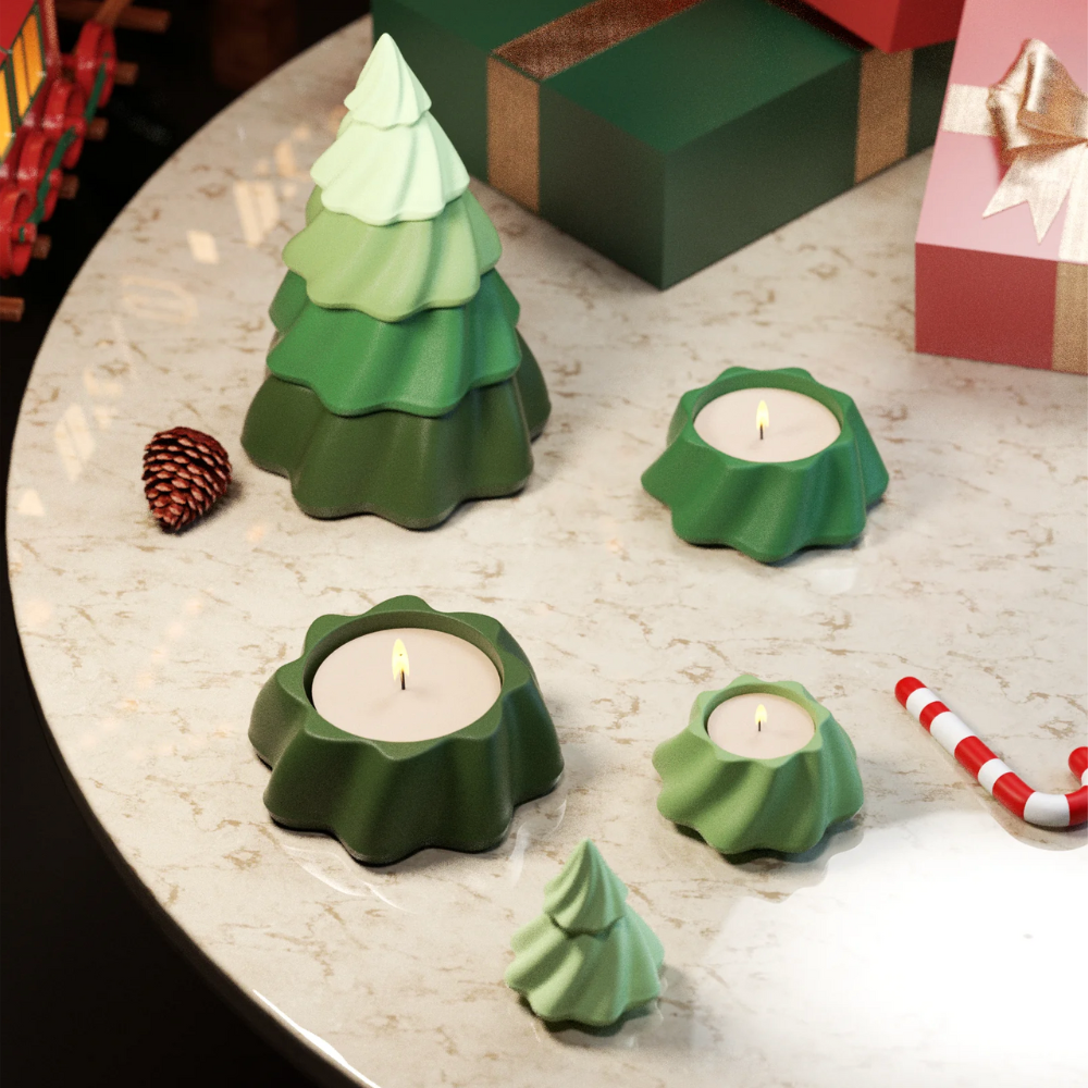 Boowan Nicole:Mystical Stacking Christmas Tree Candle Jar Silicone Mold