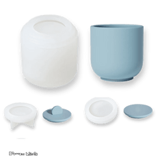 Boowan Nicole: Simple Concrete Jar with 2 styled lids Silicone Mould - BohriAli.com