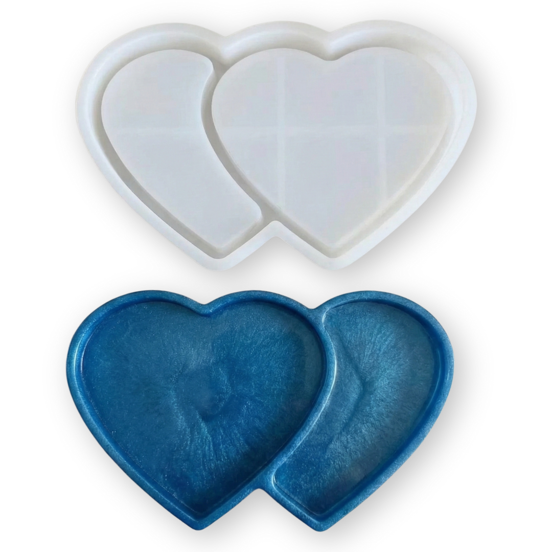Double Heart Silicone Tray Mould |  For Concrete | Jesmonite®️| Resin