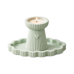 Heart Ribbed Candle Holder & Tray Silicone Mould |  For Concrete | Jesmonite®️
