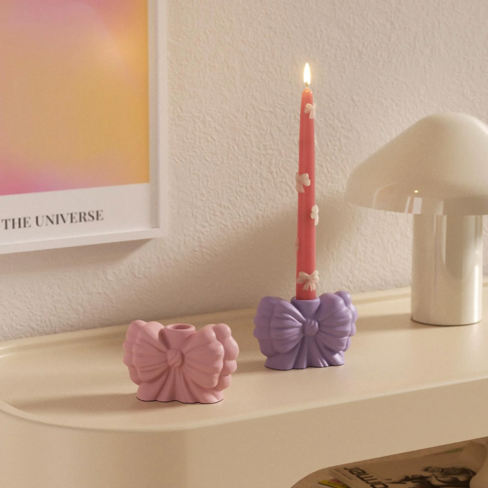 Boowan Nicole:   Whimsy Bow Candle Holder Silicone Mold
