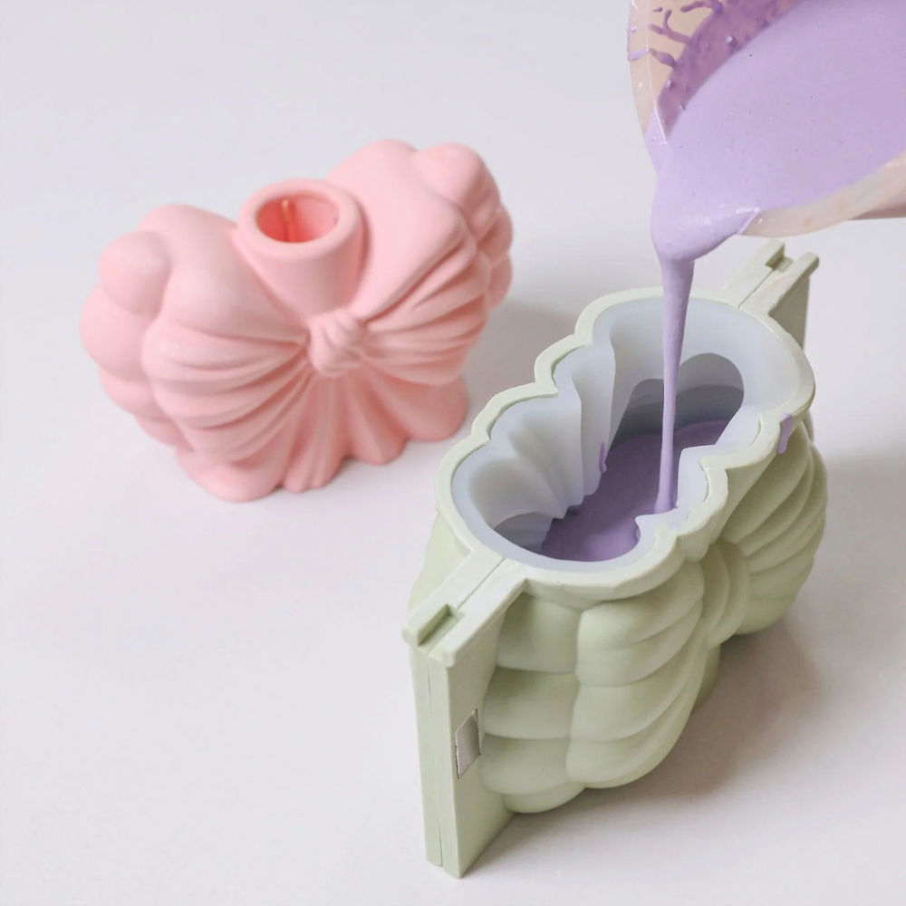 Boowan Nicole:   Whimsy Bow Candle Holder Silicone Mold