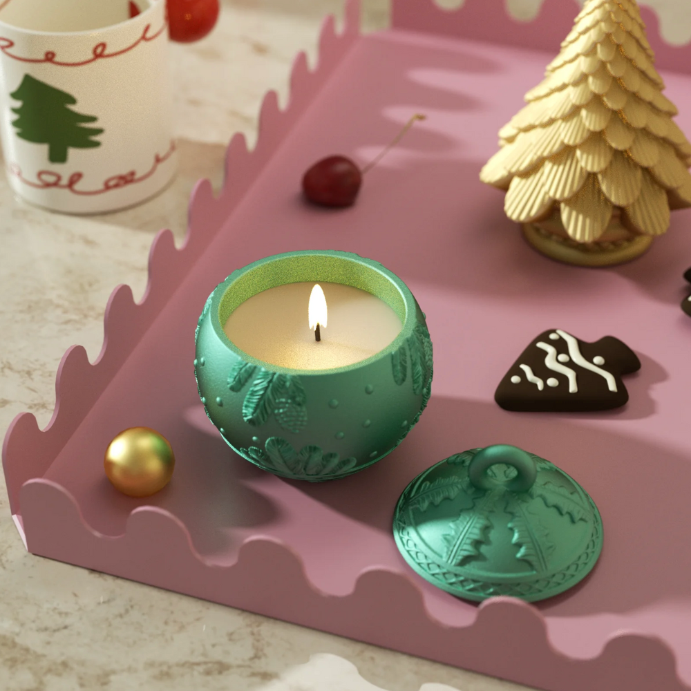 Boowan Nicole: 3oz Christmas Charm Bauble Light Candle Jar Silicone Mould