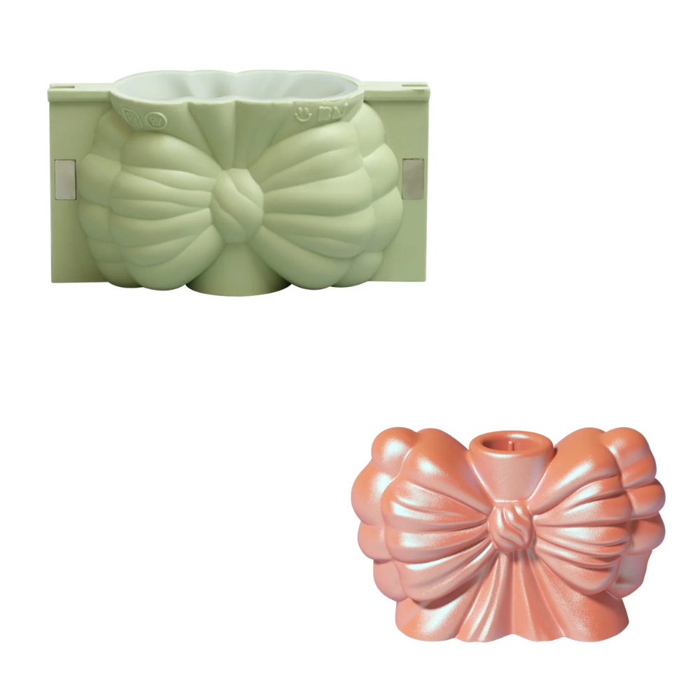 Boowan Nicole:   Whimsy Bow Candle Holder Silicone Mold