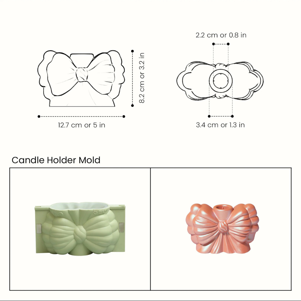 Boowan Nicole:   Whimsy Bow Candle Holder Silicone Mold
