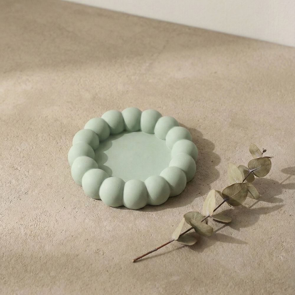 Small Bubble Rim Round Tray Silicone Mould |  For Concrete | Jesmonite®️| Resin