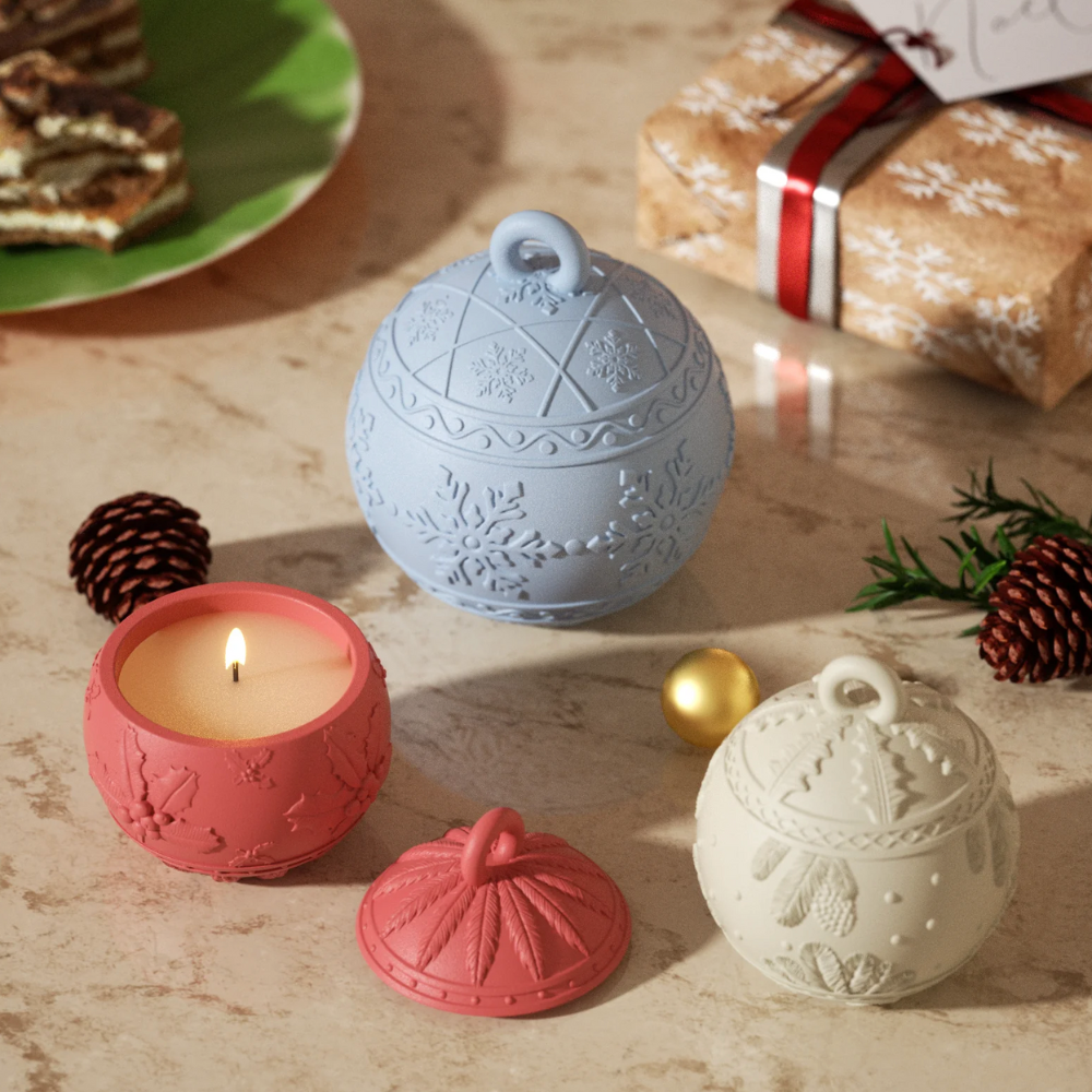 Boowan Nicole: 3oz Christmas Charm Bauble Light Candle Jar Silicone Mould