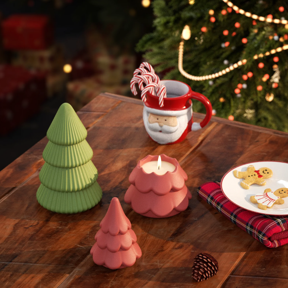 Boowan Nicole: Winter Wonderland Christmas Tree Candle Jar Silicone Mold Collection