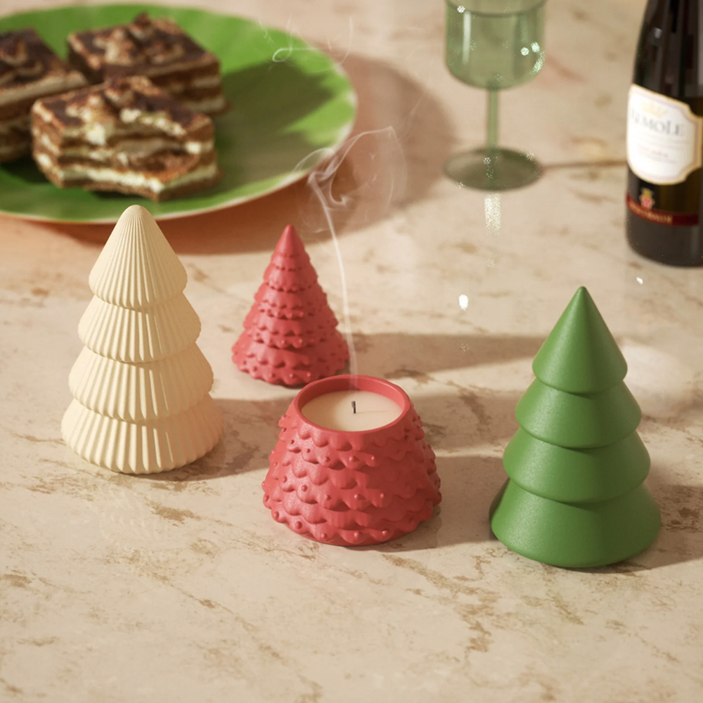 Boowan Nicole: Winter Wonderland Christmas Tree Candle Jar Silicone Mold Collection