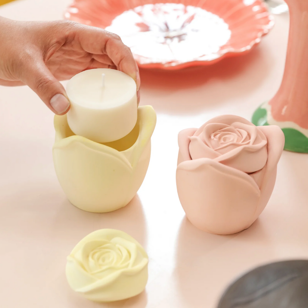 Boowan Nicole: Rose Reverie Candle Jar Silicone Mould - 3oz / 5oz Candle