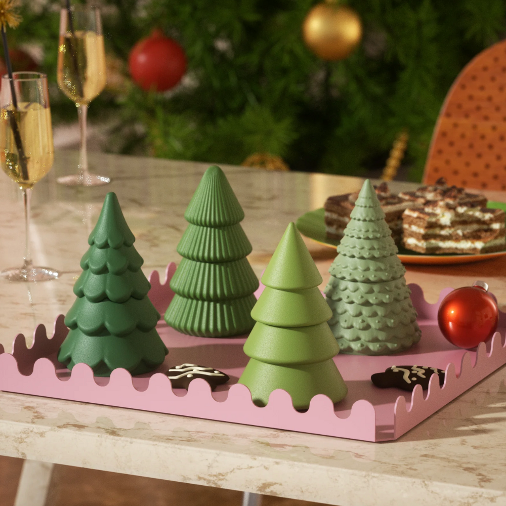 Boowan Nicole: Winter Wonderland Christmas Tree Candle Jar Silicone Mold Collection