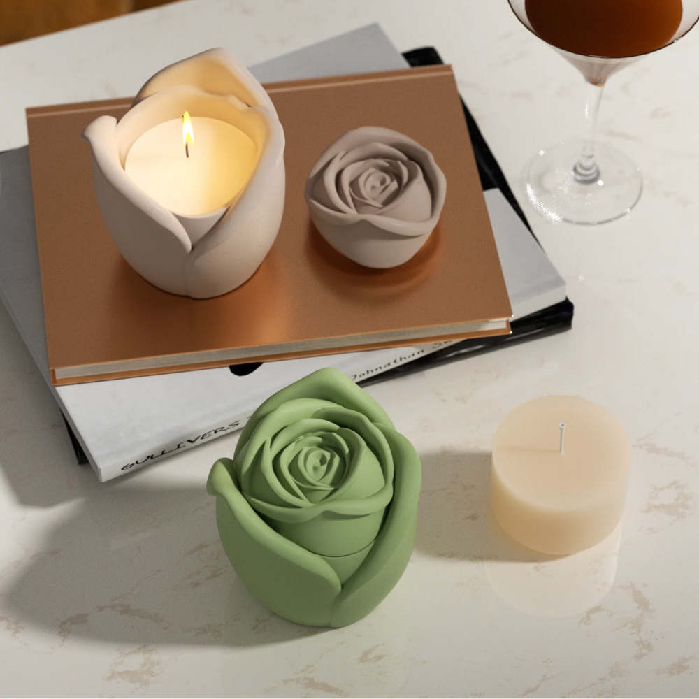 Boowan Nicole: Rose Reverie Candle Jar Silicone Mould - 3oz / 5oz Candle