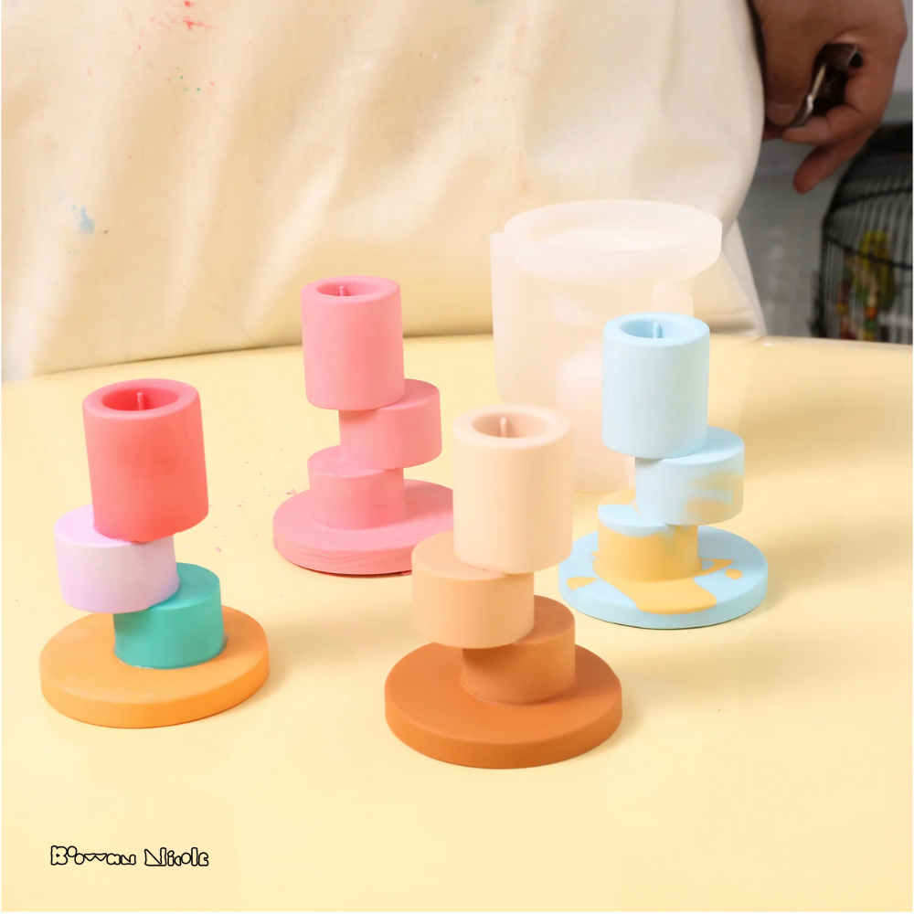 Boowan Nicole: Misalignment Taper Candle Holder Silicone Mould