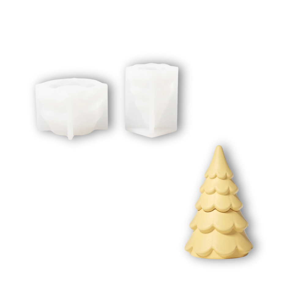 Boowan Nicole: Winter Wonderland Christmas Tree Candle Jar Silicone Mold Collection