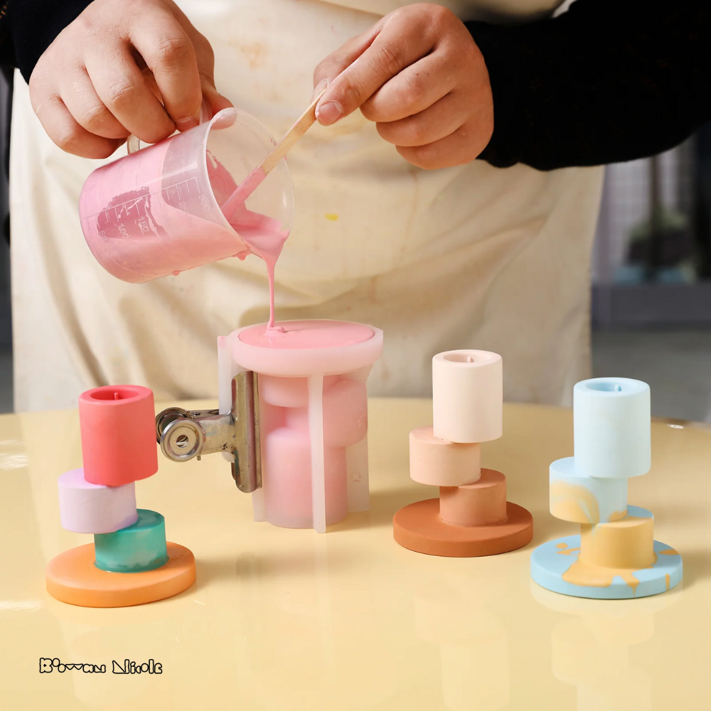 Boowan Nicole: Misalignment Taper Candle Holder Silicone Mould