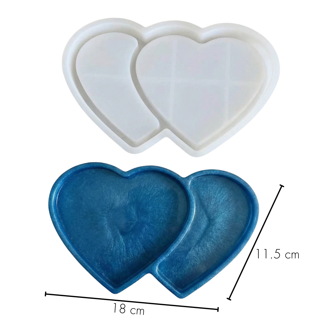 Double Heart Silicone Tray Mould |  For Concrete | Jesmonite®️| Resin