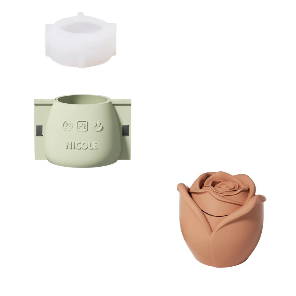 Boowan Nicole: Rose Reverie Candle Jar Silicone Mould - 3oz / 5oz Candle