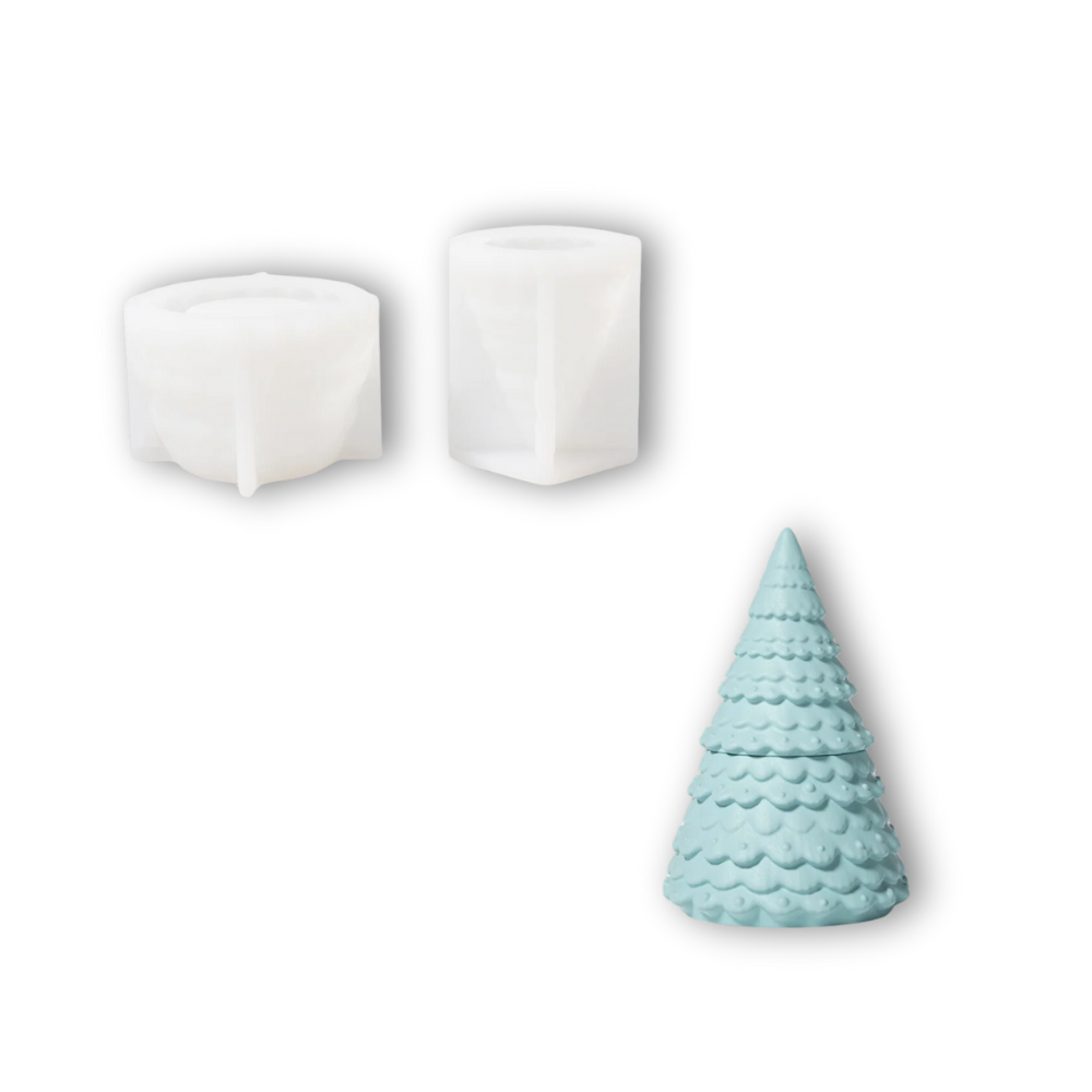 Boowan Nicole: Winter Wonderland Christmas Tree Candle Jar Silicone Mold Collection