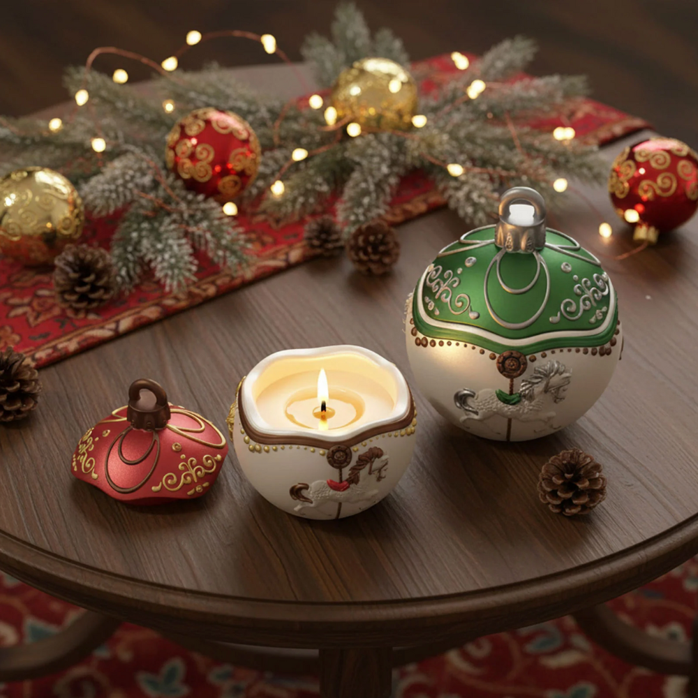 Boowan Nicole: Carousel of Dreams Bauble Candle Jar & Candle Refill Silicone Mold Collection