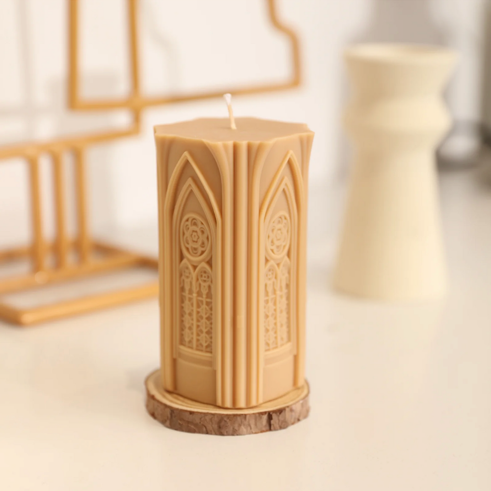 Boowan Nicole:Gothic Architecture Pillar Candle Silicone Mold