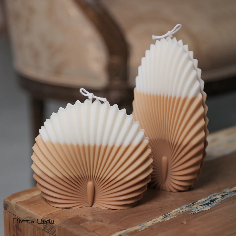 Boowan Nicole: Pillar Leaf & Scallop Shell Wax Candle Silicone Moulds