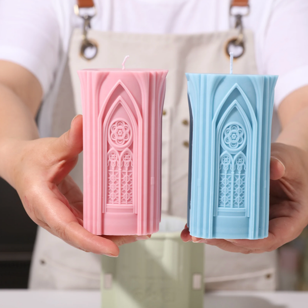 Boowan Nicole:Gothic Architecture Pillar Candle Silicone Mold