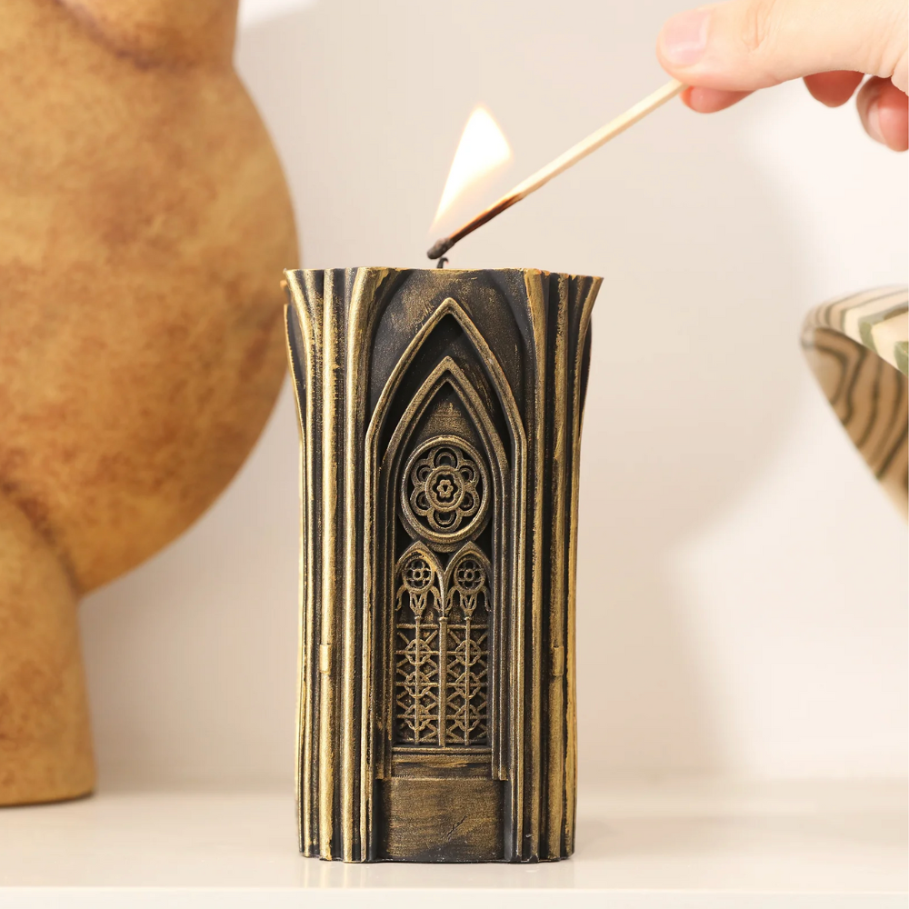 Boowan Nicole:Gothic Architecture Pillar Candle Silicone Mold