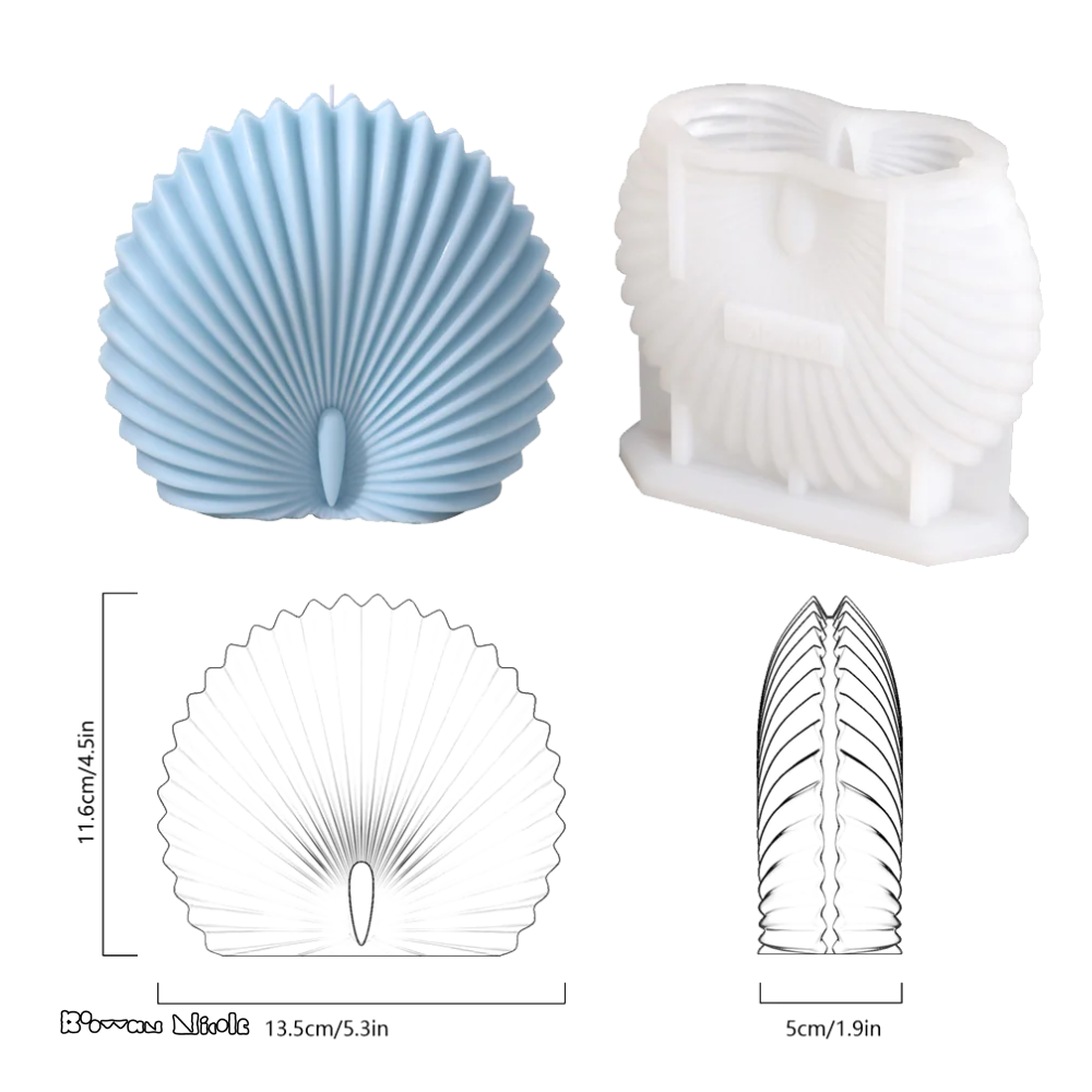 Boowan Nicole: Pillar Leaf & Scallop Shell Wax Candle Silicone Moulds