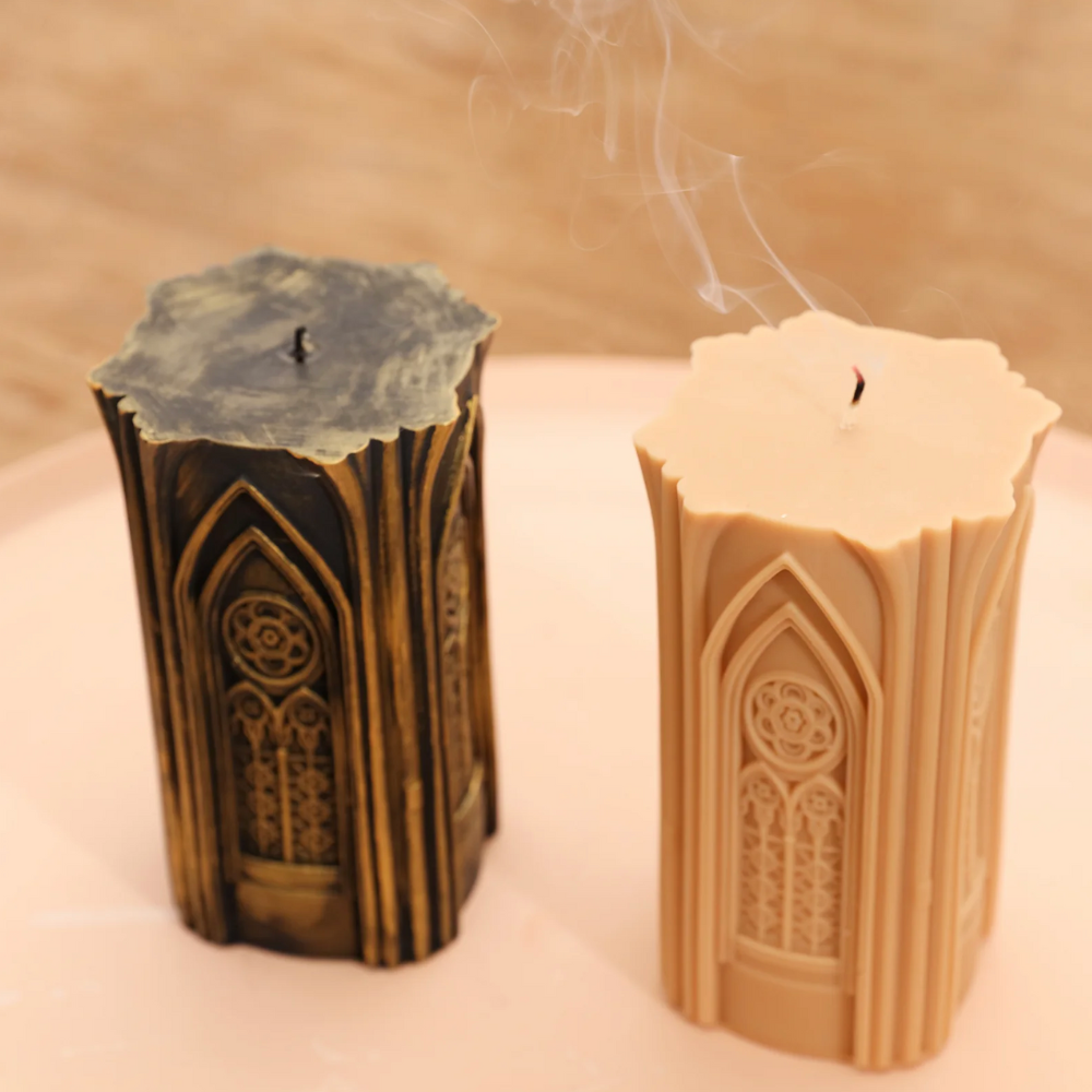 Boowan Nicole:Gothic Architecture Pillar Candle Silicone Mold