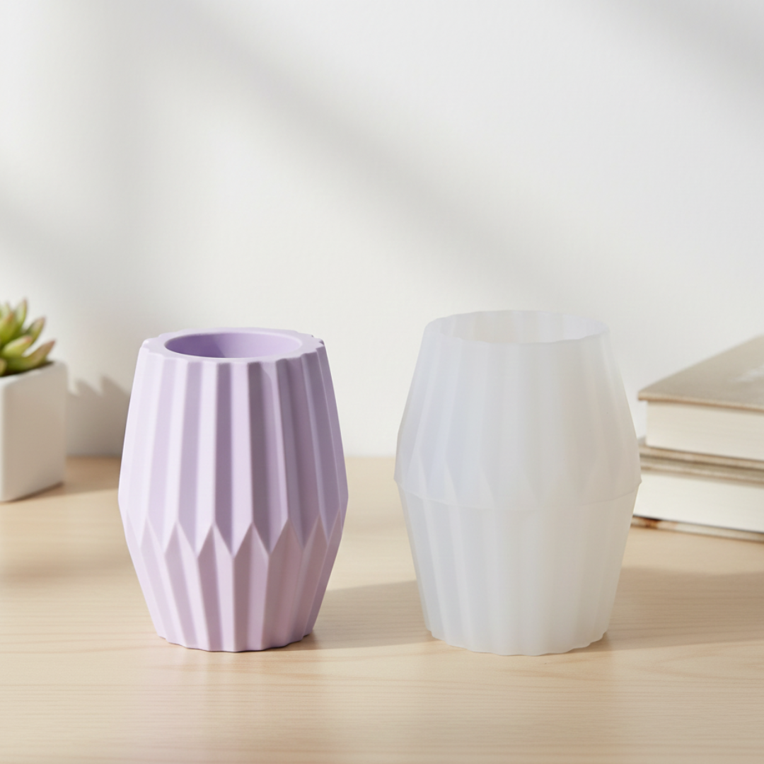 Diamond Facet Vase Silicone Mould |  For Concrete | Jesmonite®️